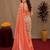 Off white  orange linen digital print work saree with unstitched blouse piece