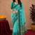 Sky blue rama linen digital print work saree with unstitched blouse piece
