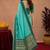 Sky blue rama linen digital print work saree with unstitched blouse piece