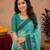 Sky blue rama linen digital print work saree with unstitched blouse piece