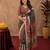 Black pink linen digital print work saree with unstitched blouse piece