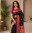 black color intricate color thread weaving design rich weaving pallu benarasi silk blend sarees