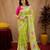 Parrot pink linen digital print work saree with unstitched blouse piece