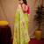 Parrot pink linen digital print work saree with unstitched blouse piece
