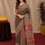 Dusty grey pink linen digital print work saree with unstitched blouse piece
