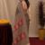 Dusty grey pink linen digital print work saree with unstitched blouse piece