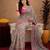 Pink linen digital print work saree with unstitched blouse piece