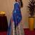 Royal blue  linen digital print work saree with unstitched blouse piece