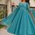 teal green color fancy embroidery sequin and cording work silk blend gown set