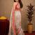 White peach  linen digital print work saree with unstitched blouse piece