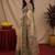 Cram coffee linen digital print work saree with unstitched blouse piece