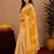 Yellow wine  linen digital print work saree with unstitched blouse piece