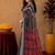 Black linen digital print work saree with unstitched blouse piece