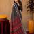 Black linen digital print work saree with unstitched blouse piece