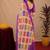 Purple  linen digital print work saree with unstitched blouse piece
