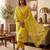 Yellow jamdani pichwai weaving banarasi dress material (3pcs)