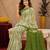 White mehendi  linen digital print work saree with unstitched blouse piece