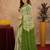 White mehendi  linen digital print work saree with unstitched blouse piece