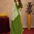 White mehendi  linen digital print work saree with unstitched blouse piece