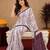 White wine linen digital print work saree with unstitched blouse piece