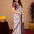 White wine linen digital print work saree with unstitched blouse piece