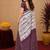 White wine linen digital print work saree with unstitched blouse piece