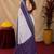 White purple  linen digital print work saree with unstitched blouse piece