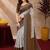 White brown  linen digital print work saree with unstitched blouse piece