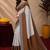 White brown  linen digital print work saree with unstitched blouse piece