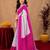 White pink linen digital print work saree with unstitched blouse piece