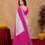 White pink linen digital print work saree with unstitched blouse piece