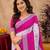 White pink linen digital print work saree with unstitched blouse piece