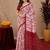 White red linen digital print work saree with unstitched blouse piece