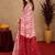 White red linen digital print work saree with unstitched blouse piece