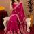 rani pink silk blend with jari weave work saree with unstitched blouse piece