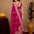 rani pink silk blend with jari weave work saree with unstitched blouse piece