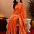 orange silk blend with jari weave work saree with unstitched blouse piece