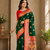 dark green color intricate color thread weaving design rich weaving pallu benarasi silk blend sarees