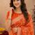 orange silk blend with jari weave work saree with unstitched blouse piece