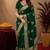 green silk blend with jari weave work saree with unstitched blouse piece