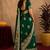 green silk blend with jari weave work saree with unstitched blouse piece