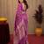 purple silk blend with jari weave work saree with unstitched blouse piece