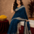 blue silk blend with jari weave work saree with unstitched blouse piece