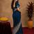 blue silk blend with jari weave work saree with unstitched blouse piece