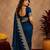 blue silk blend with jari weave work saree with unstitched blouse piece