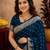 blue silk blend with jari weave work saree with unstitched blouse piece