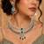 Emerald Green CZ Bridal Necklace Set, Silver Tone Choker with Earrings