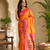 orange color intricate color thread weaving design rich weaving pallu benarasi silk blend sarees