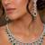 Emerald Green CZ Bridal Necklace Earrings Set, Silver Crystal Teardrop Wedding Jewelry
