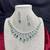 Emerald Green CZ Bridal Necklace Earrings Set, Silver Crystal Teardrop Wedding Jewelry